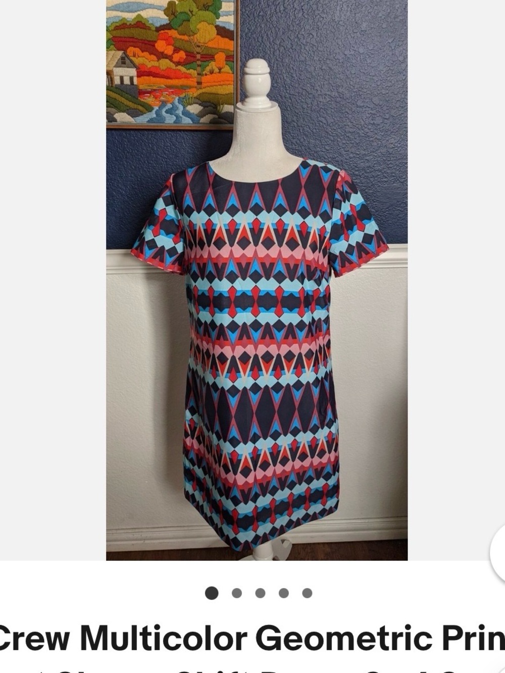 J. Crew Multicolor Geometric Mini Dress in Blue and Pink